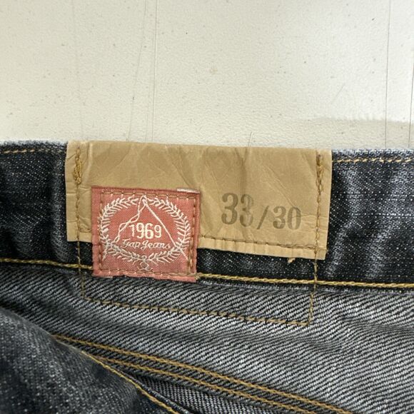 Gap Jeans 1969 Mens 33x30 Gray Low Straight American Grunge Goth Emo Dark Denim - Picture 9 of 11